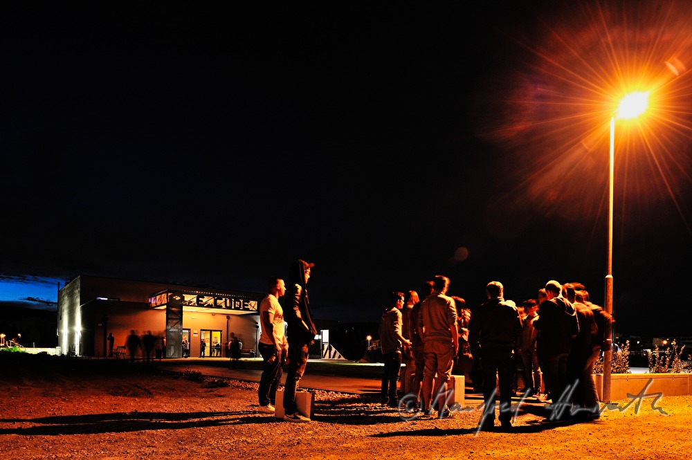 teenagers in front of the youth centre