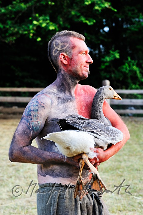 performer with body painting during the Celtic Festival