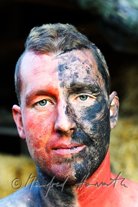 performer with body painting during the Celtic Festival