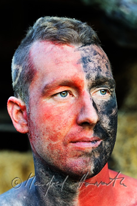 performer with body painting during the Celtic Festival