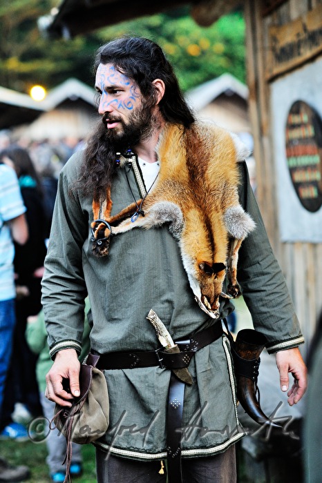 performer with a fox cape during the Celtic Festival