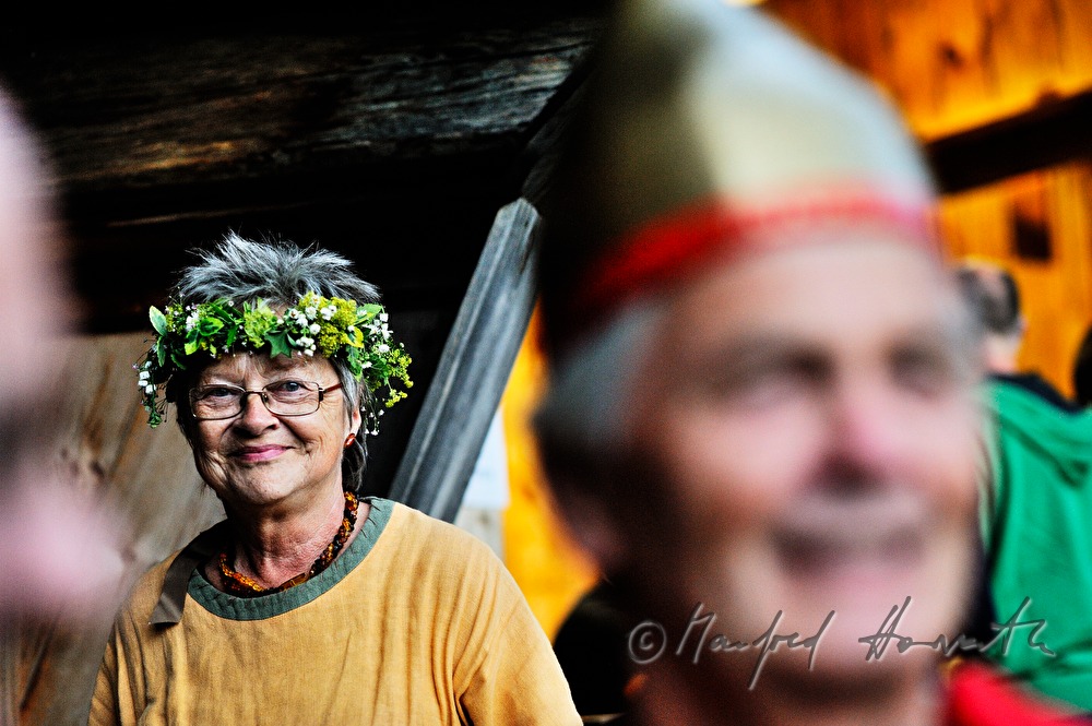 performer with a  laurel wreath during the Celtic Festival