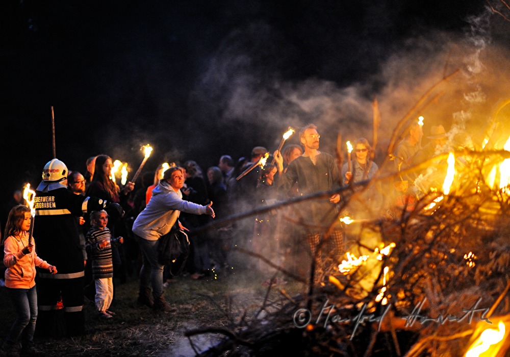 visitors near the solstice fire during the Celtic Festival