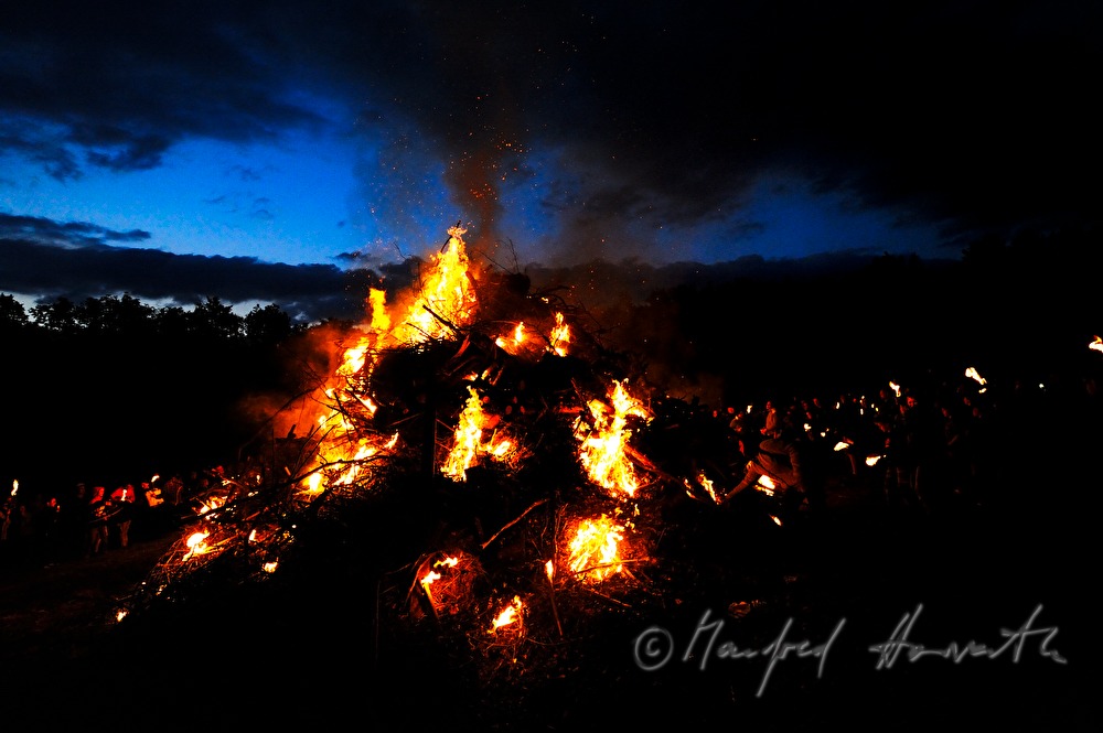 visitors near the solstice fire during the Celtic Festival