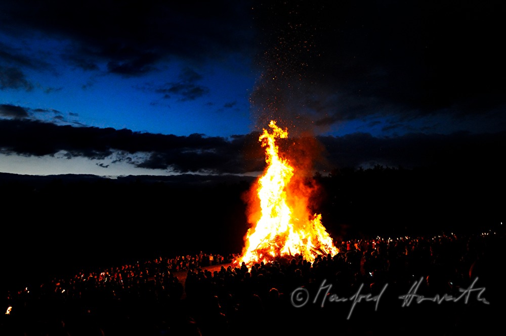 visitors near the solstice fire during the Celtic Festival