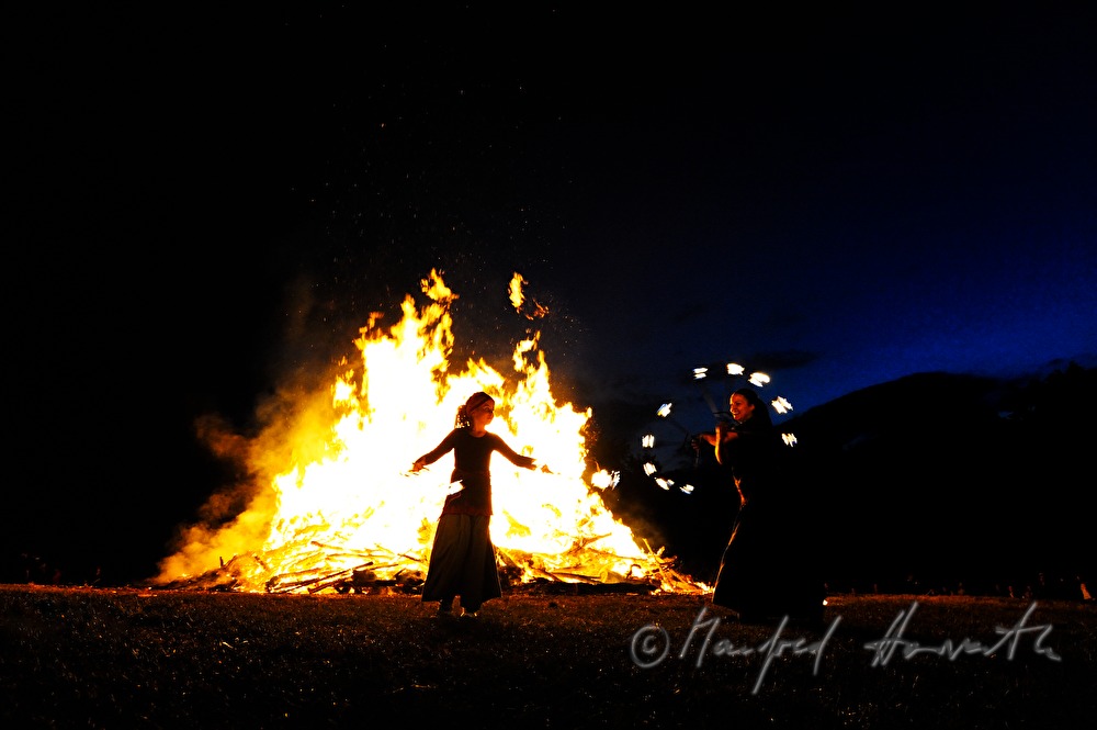 juggler dancing near the solstice fire during the Celtic Festival