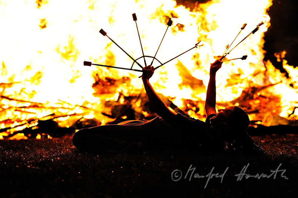 juggler dancing near the solstice fire during the Celtic Festival
