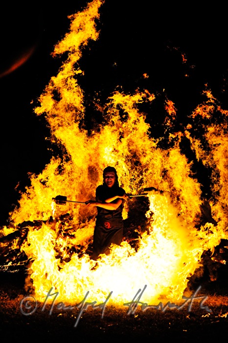 juggler dancing near the solstice fire during the Celtic Festival