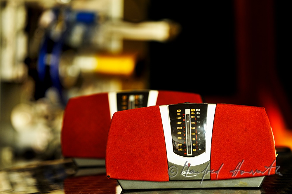 rental radios and old analogue film projector