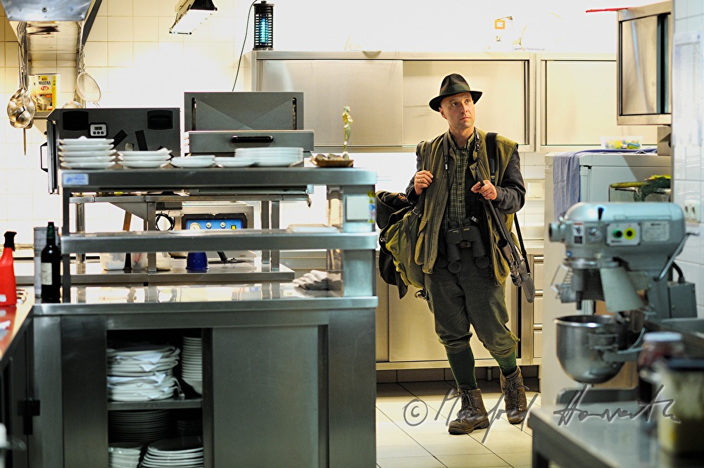 hunter Hubert Kalteis in his kitchen