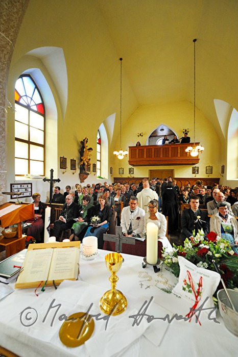 bride and groom at the marriage ceremony in the church