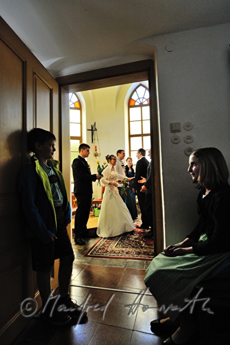 acolytes in the vestry after the wedding ceremony