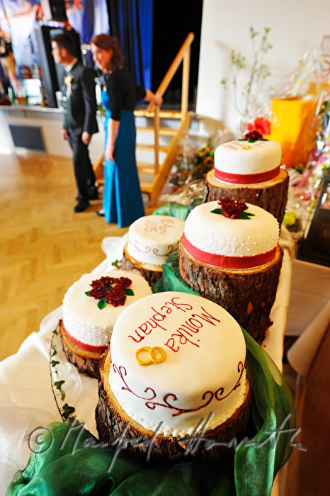 wedding cakes near the dance floor