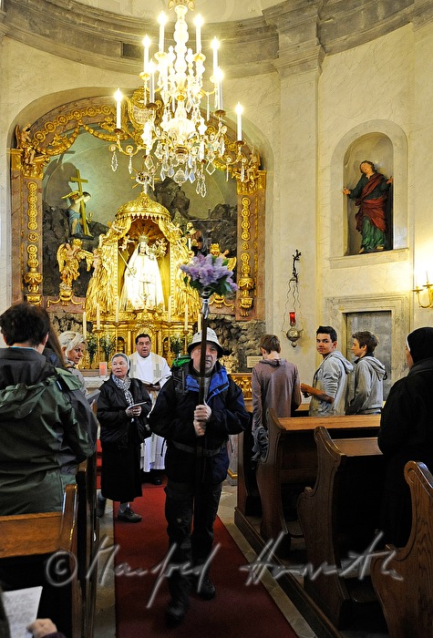 pilgrims starting for the pilgrimage after service