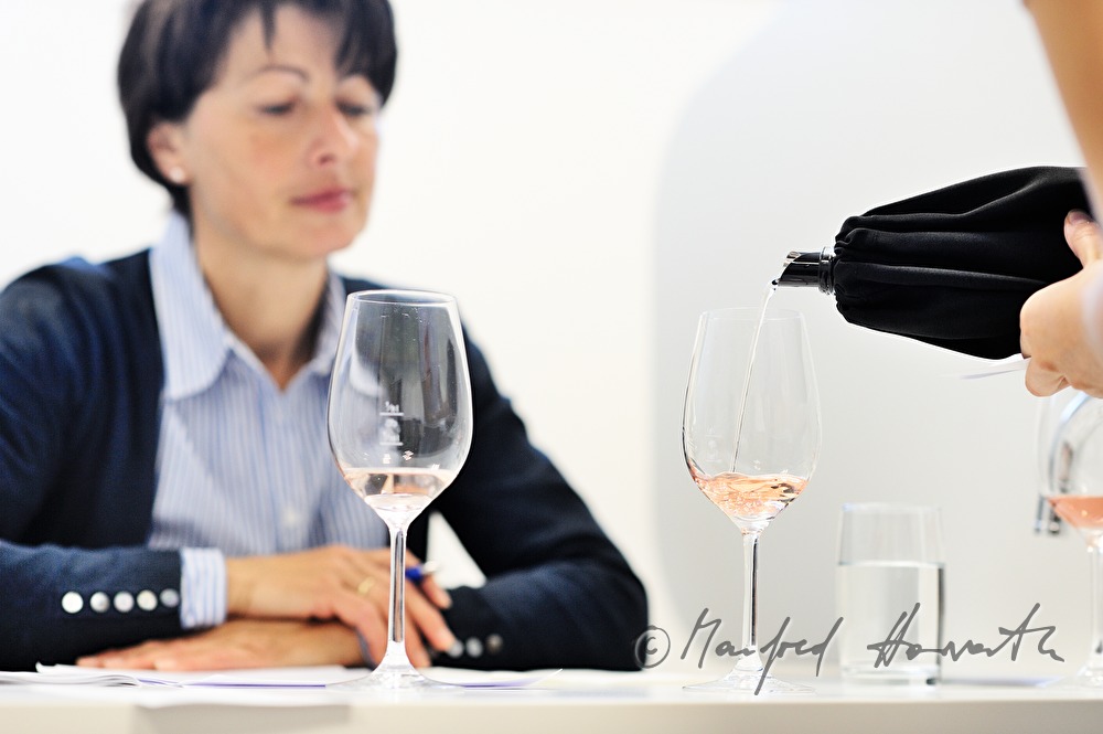 wine tasting of Rosé wine by a jury