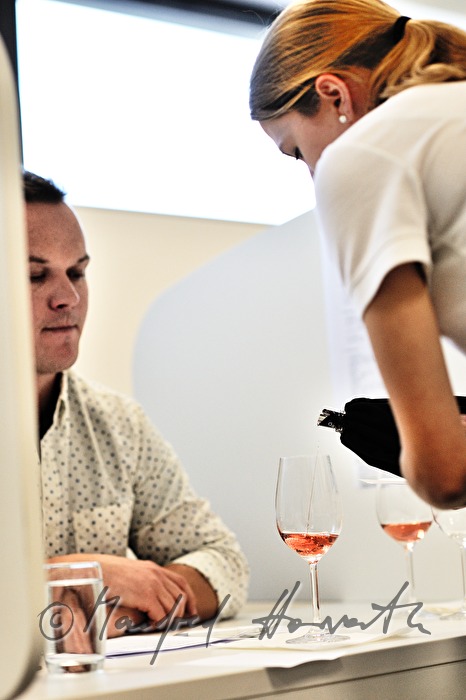 wine tasting of Rosé wine by a jury