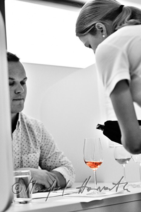 wine tasting of Rosé wine by a jury