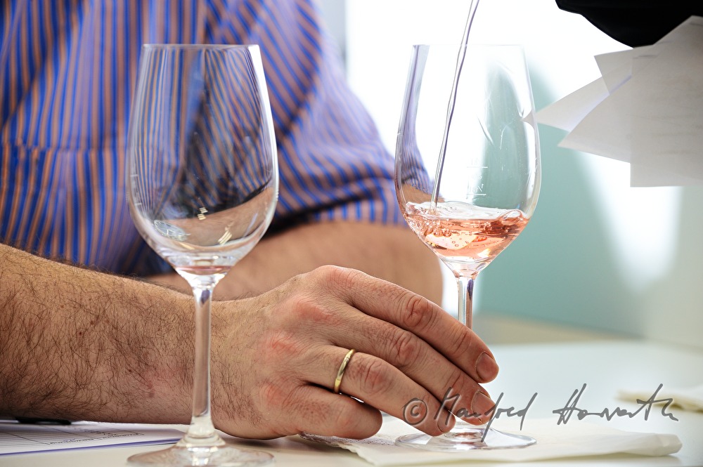 wine tasting of Rosé wine by a jury