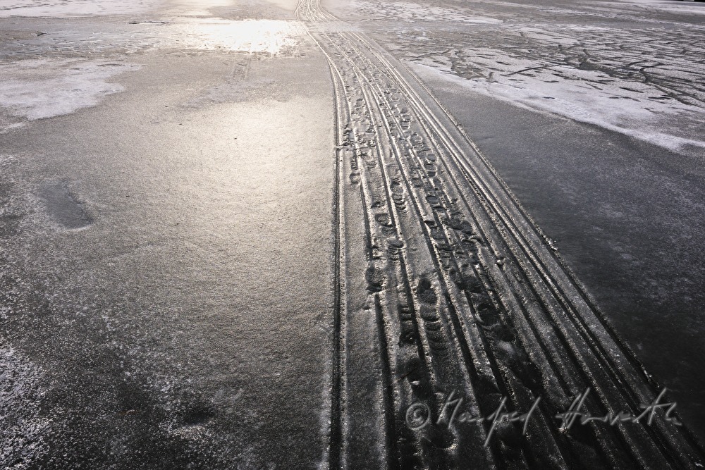 frozen footprints and track