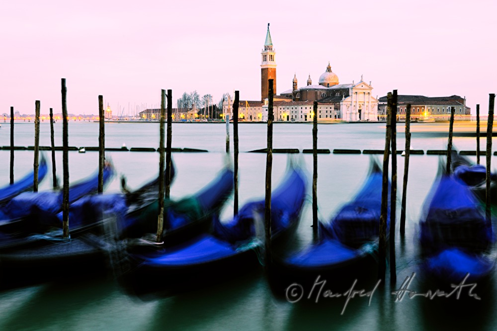 anchoring gondolas and San Giorgio Island