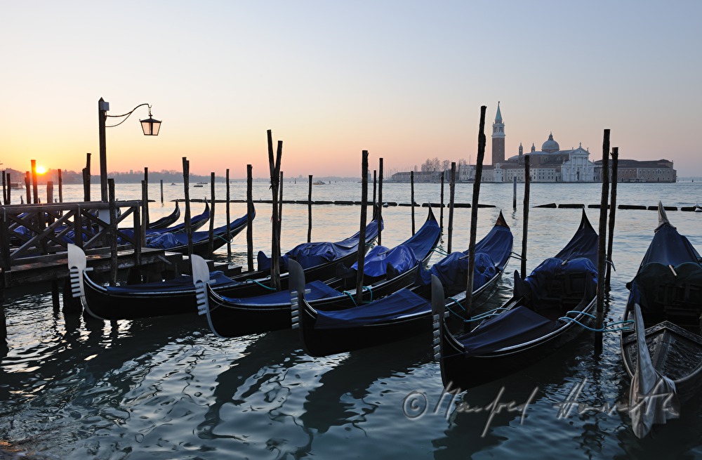 anchoring gondolas and San Giorgio Island