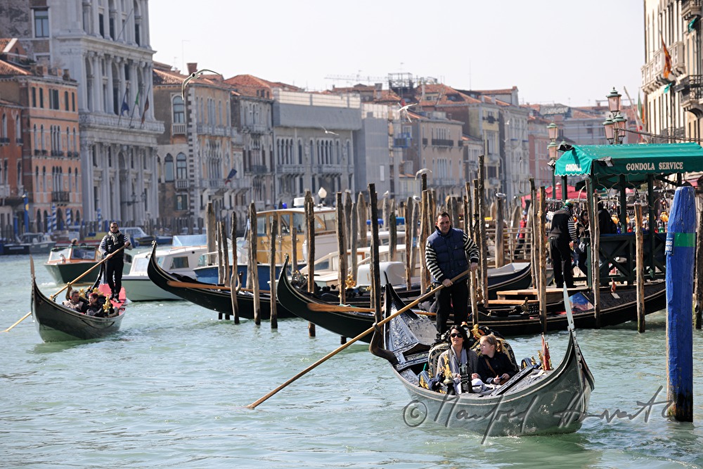 gondolas on the Canal Grande near Riva del Carbon