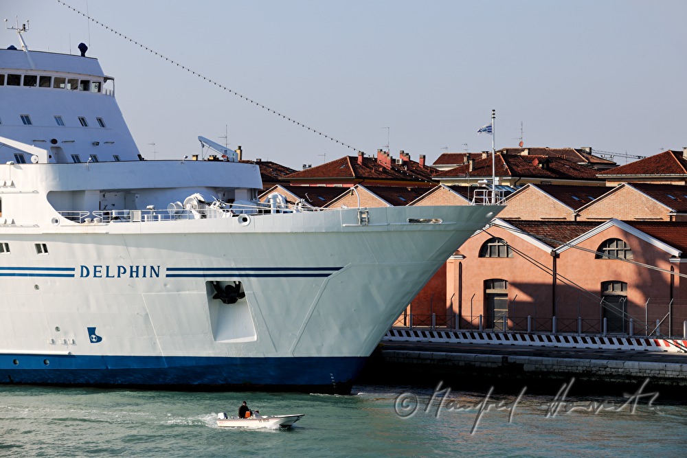 bow of a cruiser and harbour Porto di Venezia