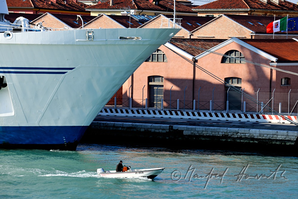 bow of a cruiser and harbour Porto di Venezia