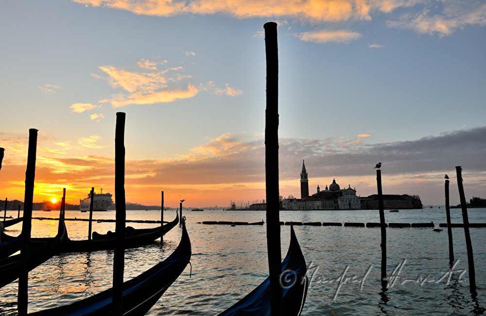 anchoring gondolas and San Giorgio Island