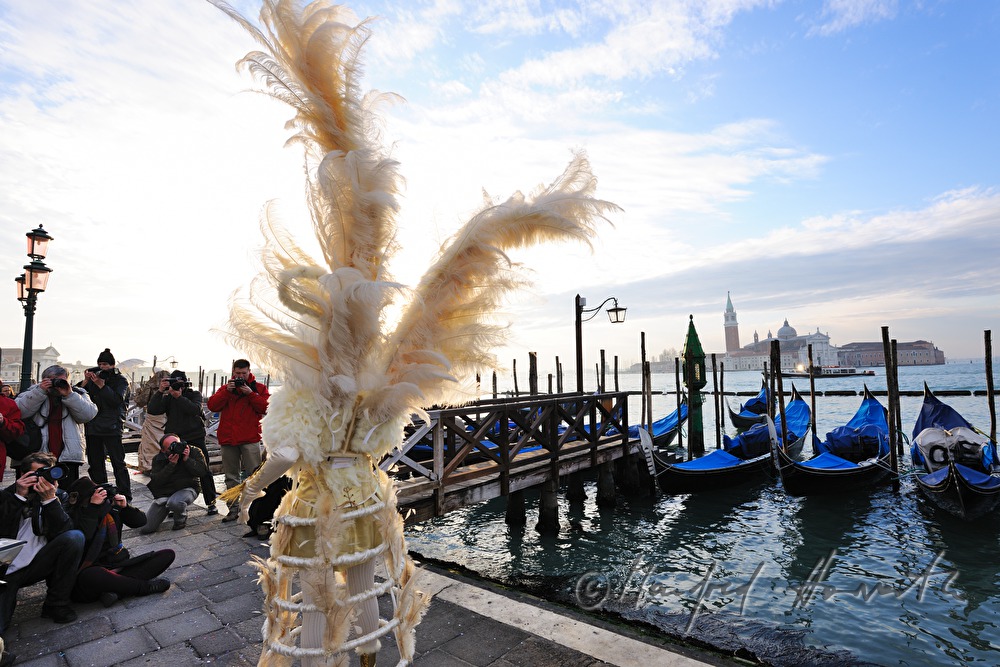 an angel on St Mark's Square during carnival