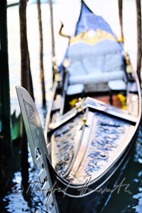 decorated blade on the bow of a gondola