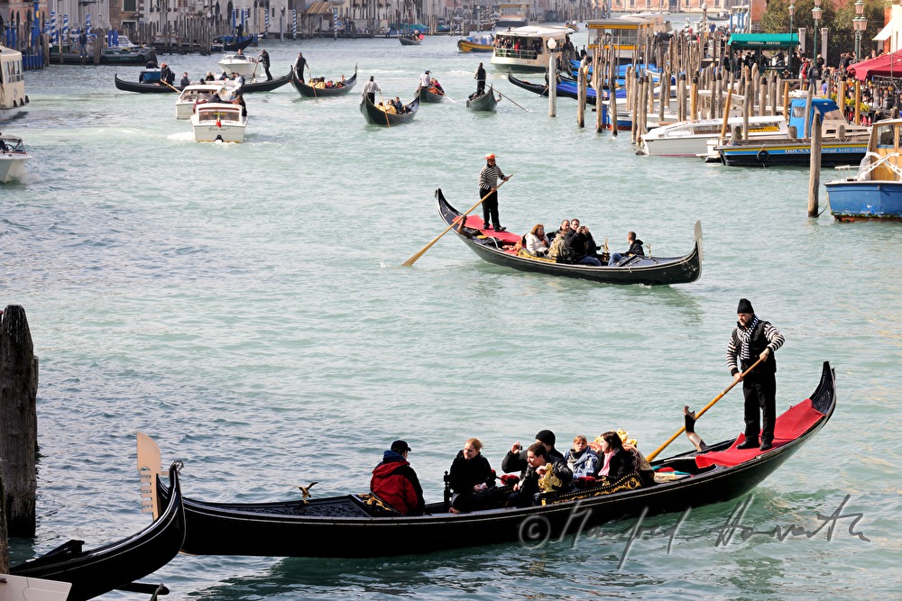gondolas on the Canal Grande near Riva del Carbon