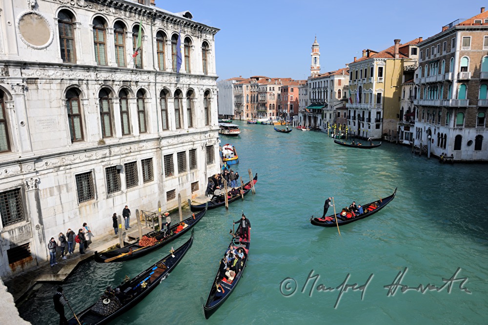 gondolas on the Canal Grande near Riva del Carbon