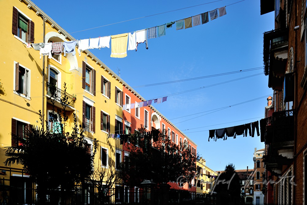apartment house and clothesline