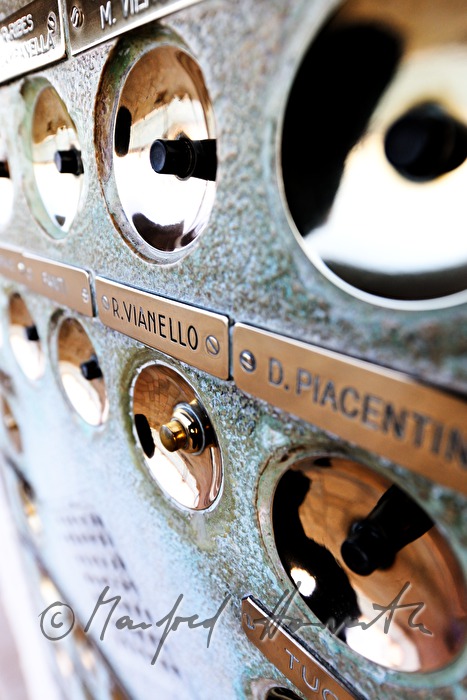 bells and nameplates at an apartment house