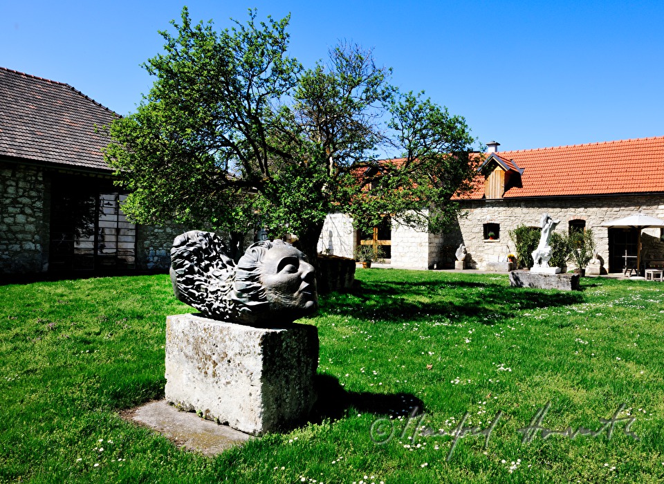 bronze sculpture and artist's studio in a former mill