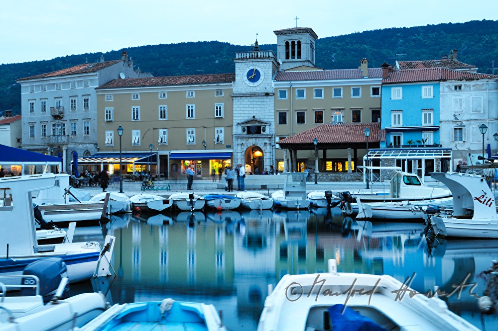 harbour and boats in the town Cres