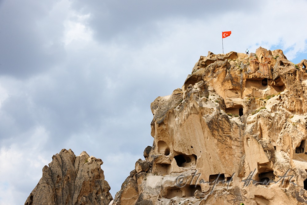 castle rock with caverns in the tuff