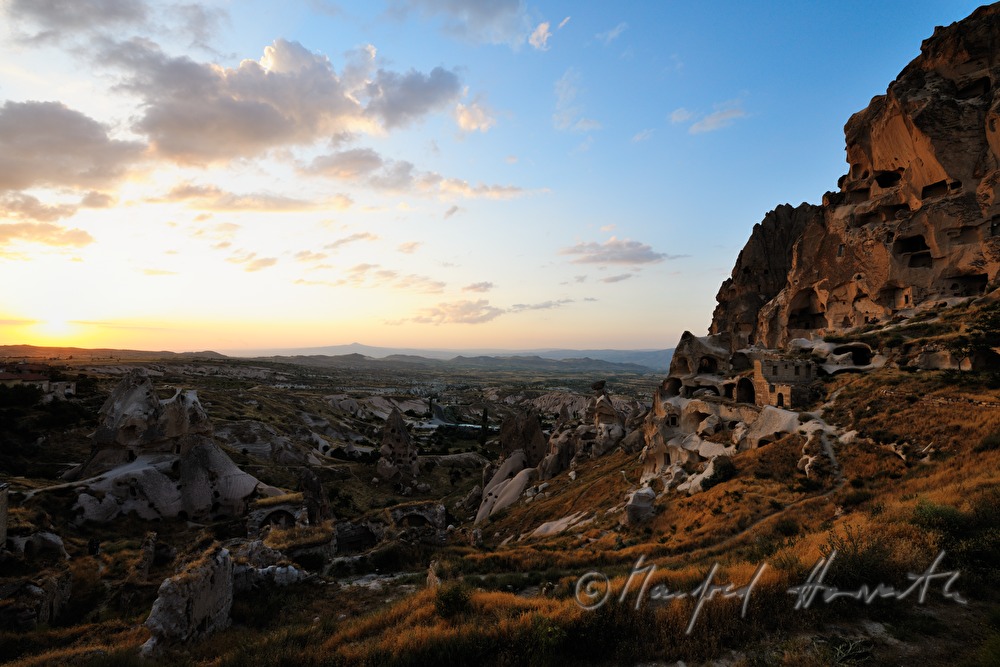 castle rock with caverns in the tuff