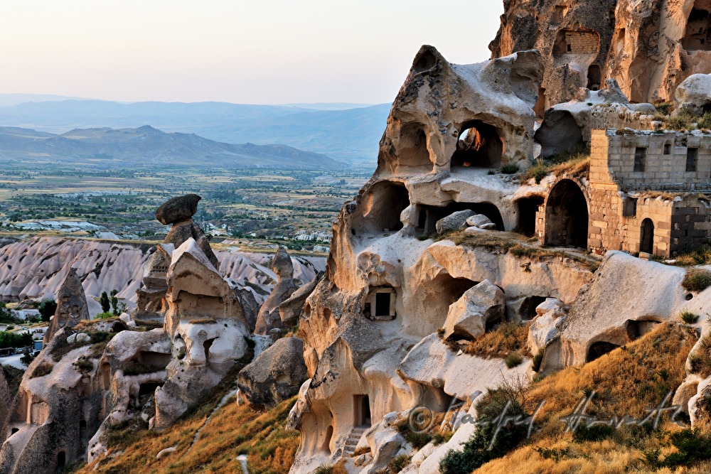 castle rock with caverns in the tuff