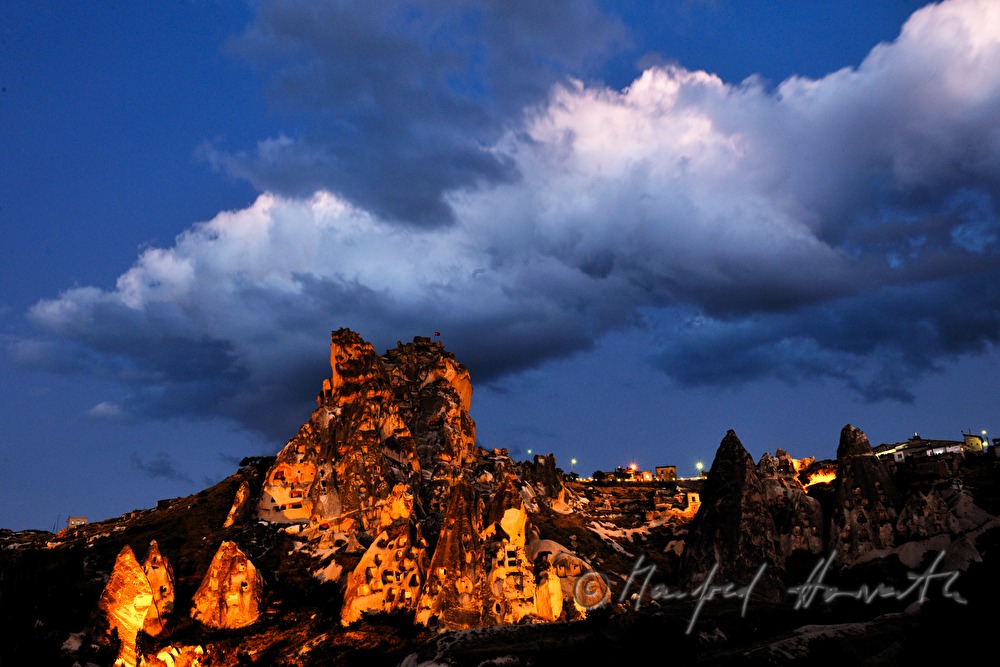 castle rock with caverns in the tuff