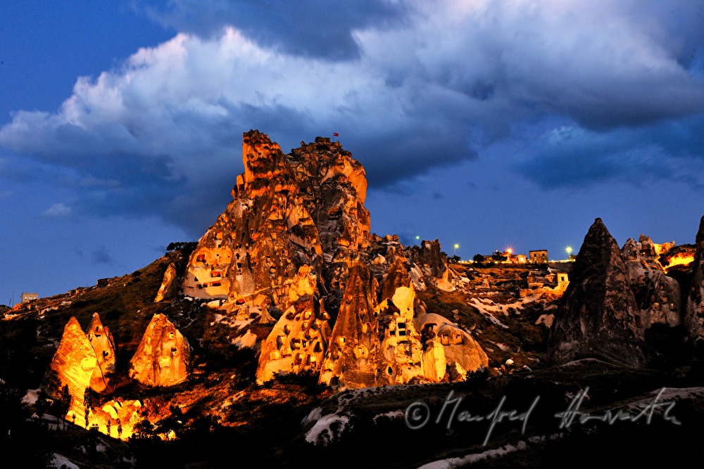 castle rock with caverns in the tuff