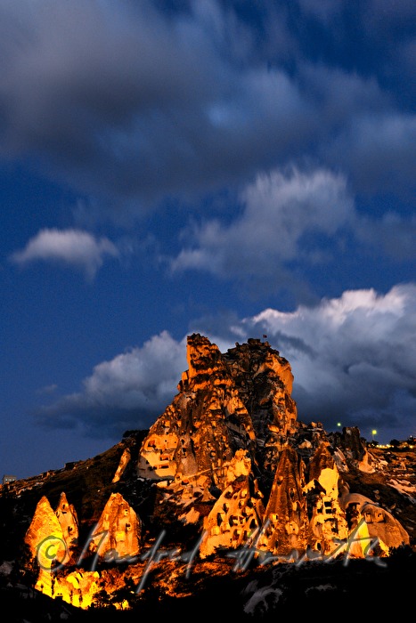 castle rock with caverns in the tuff