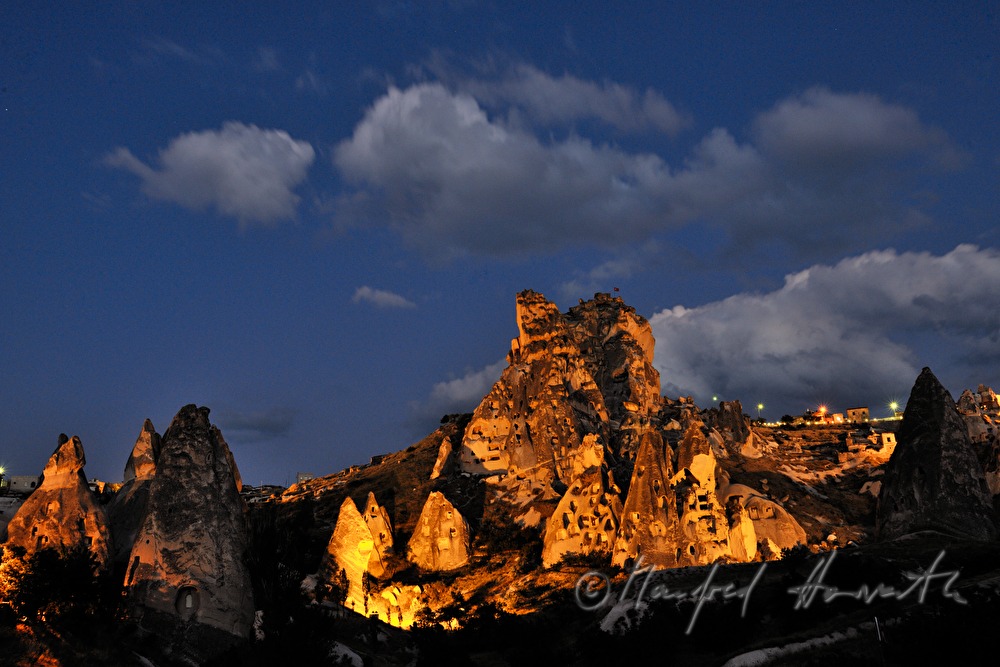 castle rock with caverns in the tuff