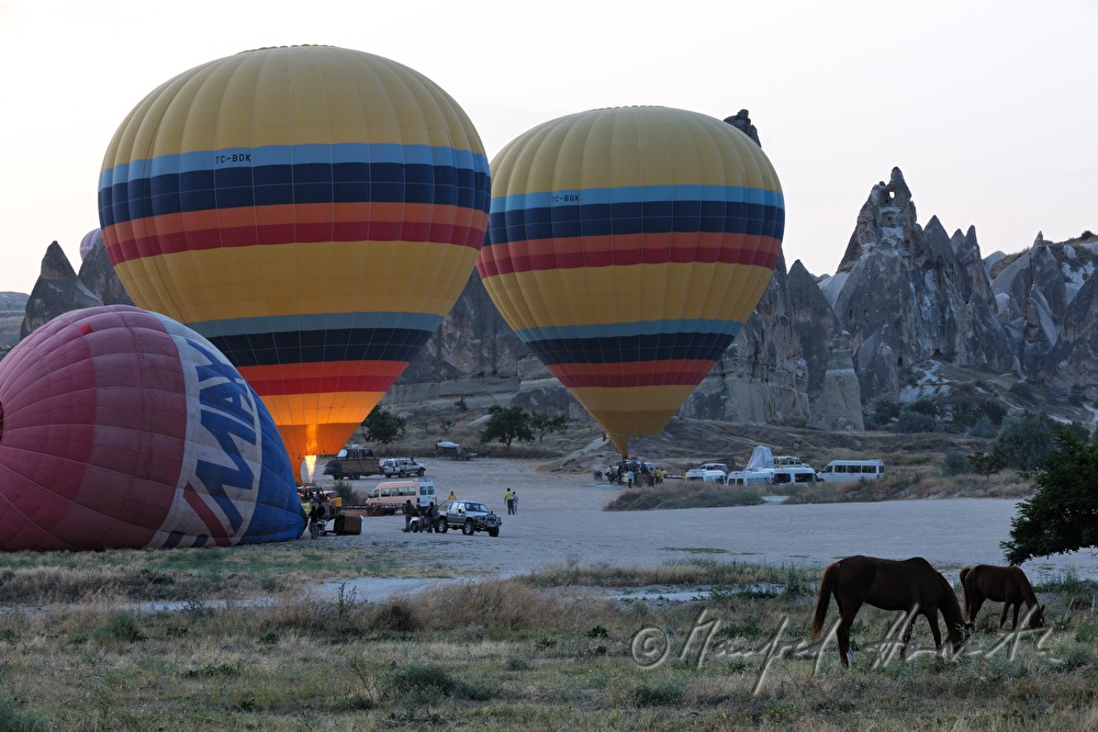 hot-air balloons at the take-off site