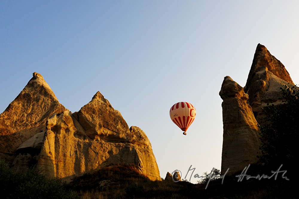 pinnacle shaped tuff rocks and balloon