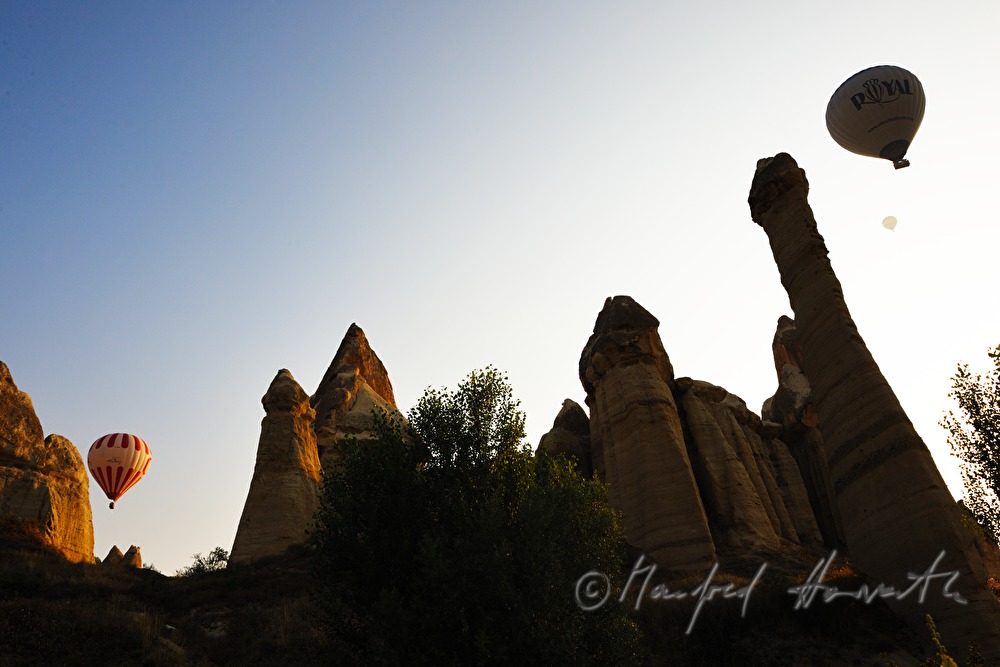 pinnacle shaped tuff rocks and balloon