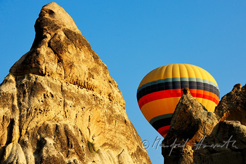 pinnacle shaped tuff rocks and balloon