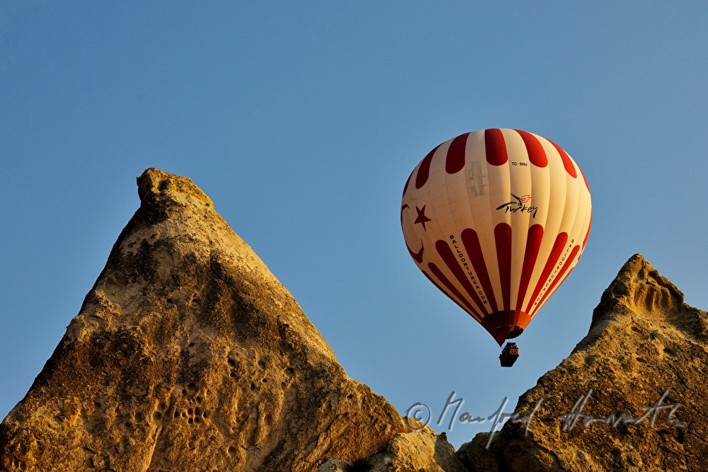 pinnacle shaped tuff rocks and balloon