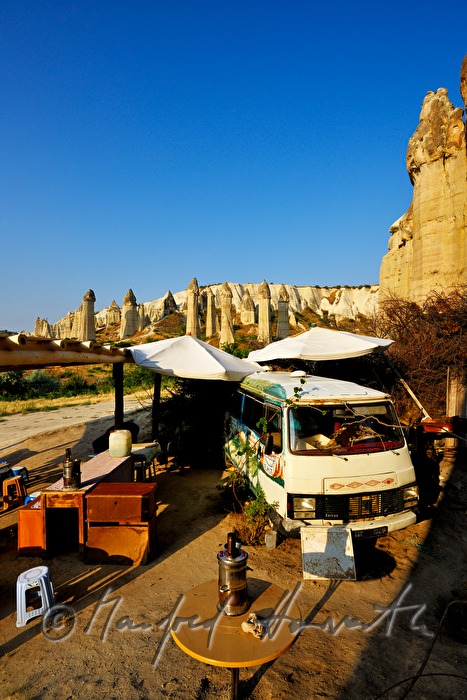 cafe at the pinnacle shaped tuff rocks